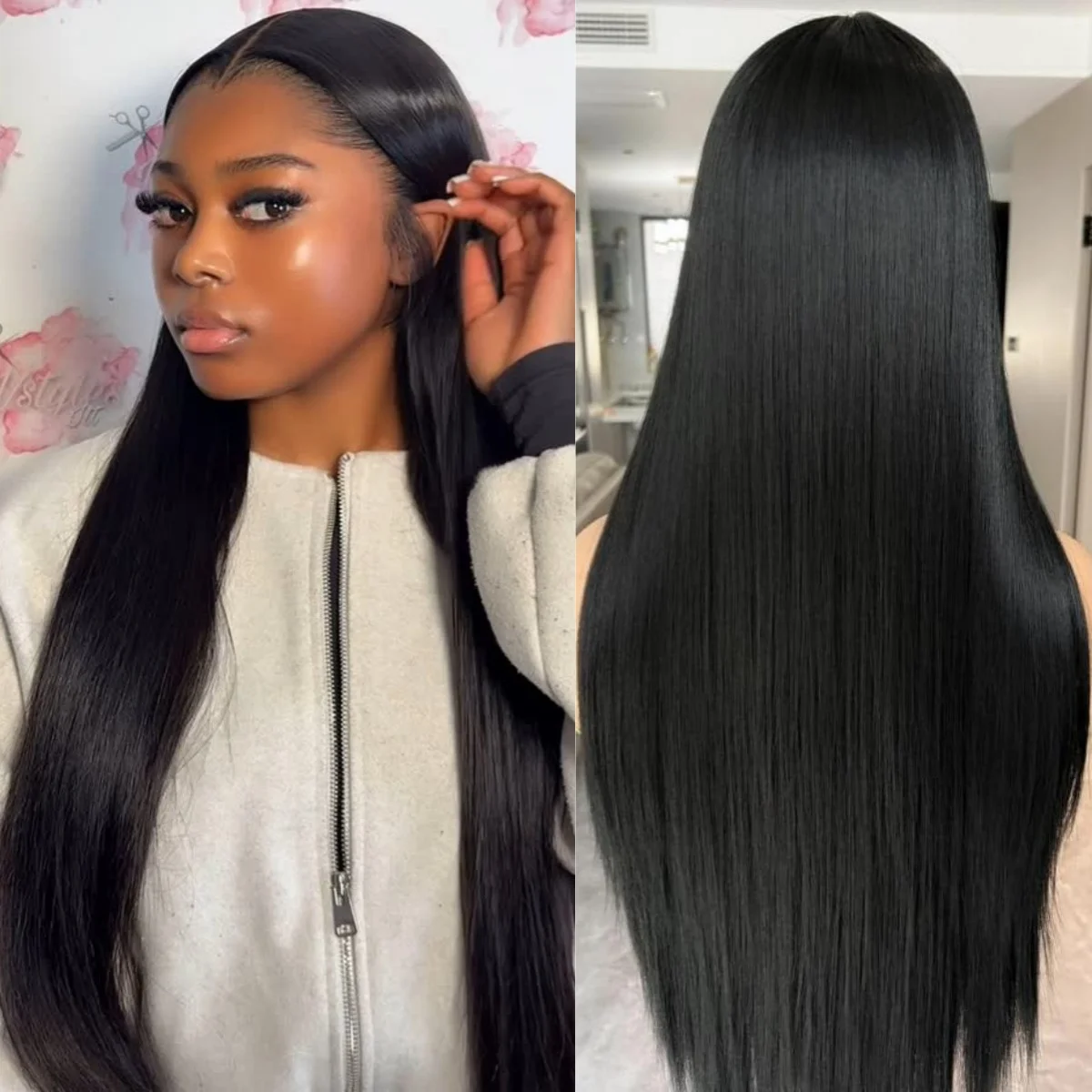 

13×4 Straight 13×6 Natural Color Lace Front Human Hair Wigs 220 Density Pre Plucked Transparent Lace Frontal Wig For Women1B