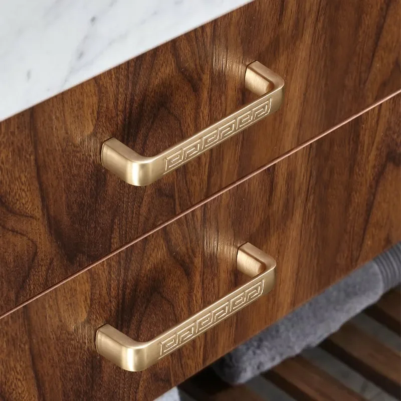 Gold Door Handles Zinc Alloy Cabinet Handle Drawer Knobs Chinese Classical Wardrobe Pulls Kitchen Handle Furniture Hardware