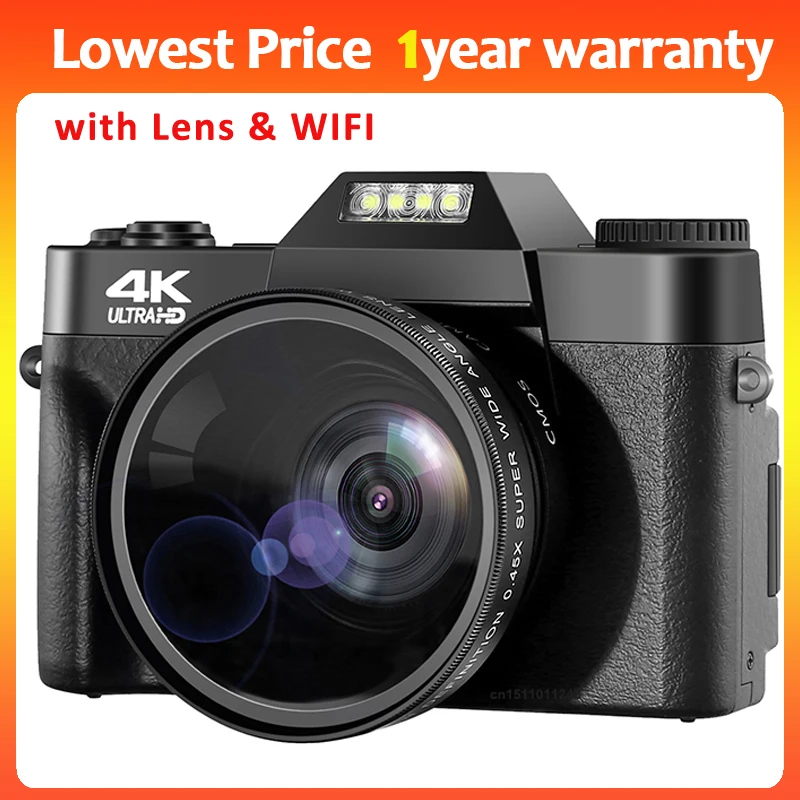 4K Digital Camera 48MP Vlogging YouTube 60FPS Auto Focus 16X Zoom Camcorder New Recording Video Camera With WIFI LENS 128G Card