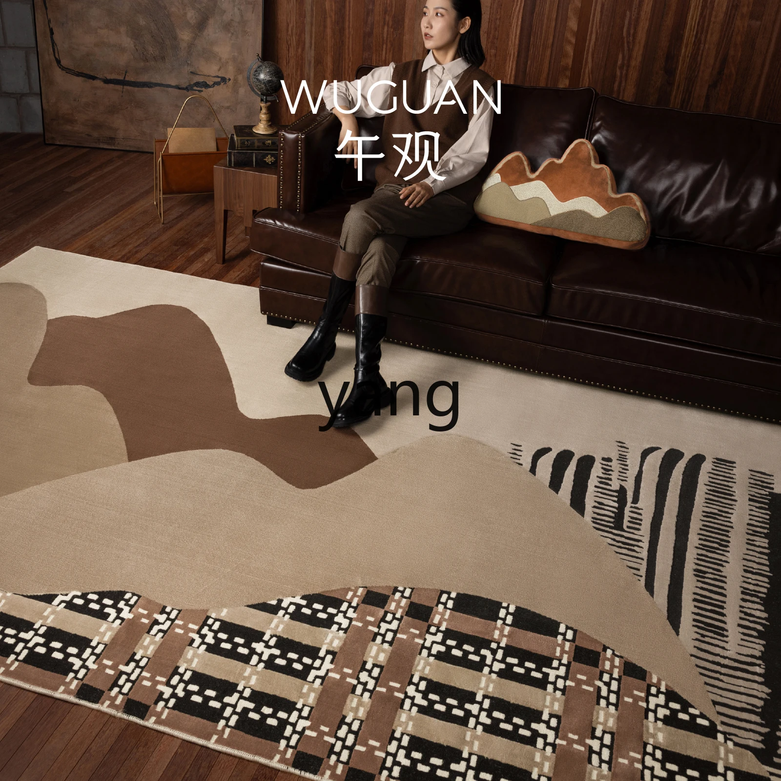 LMM carpet advanced medieval relief new Chinese living room bedroom light luxury