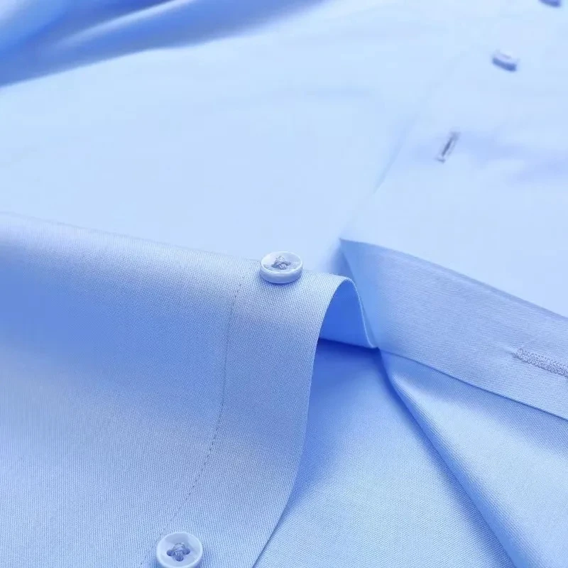 8XL New Fabrics Modal Work Blue White Shirts Men Long Sleeve Anti-wrinkle Classic Solid Color Men Shirts Long Sleeve Slim Fit