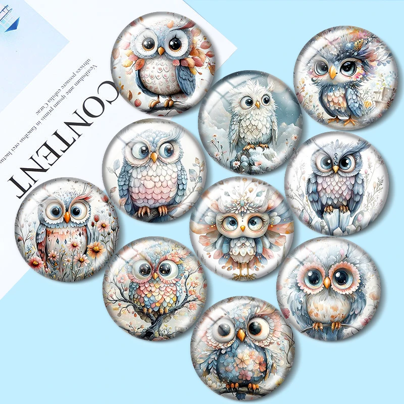 

Celestial Owl 10pcs 12mm/18mm/20mm/25mm Round photo glass cabochon demo flat back Making findings
