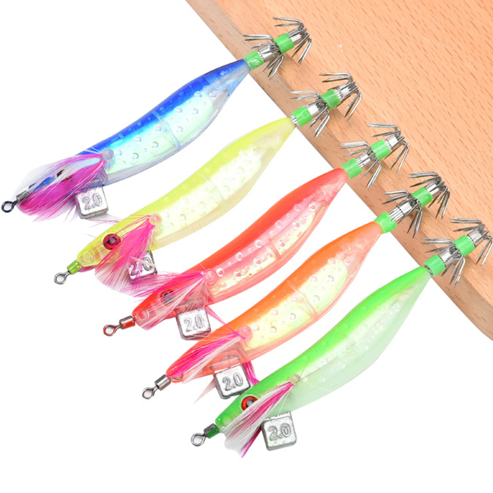 

10 шт./лот крючки для морской рыбалки, кальмары, 2,0 # 10 см 9,1 г светящиеся приманки для креветок и осьминога, искусственные приманки для каракатиц для ночной рыбалки