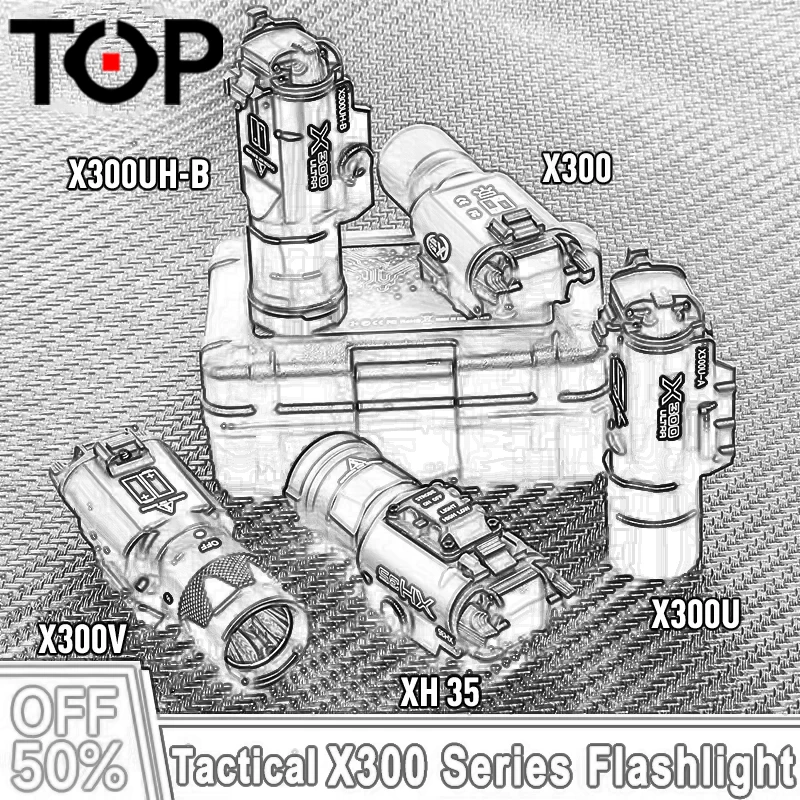 

Tactical Surefir SF X300 X300U X300V XH35 Flashlight for Gl oc17 19 Pistol Weapon Gun Strobe Light Hunting Scout Light Airsoft