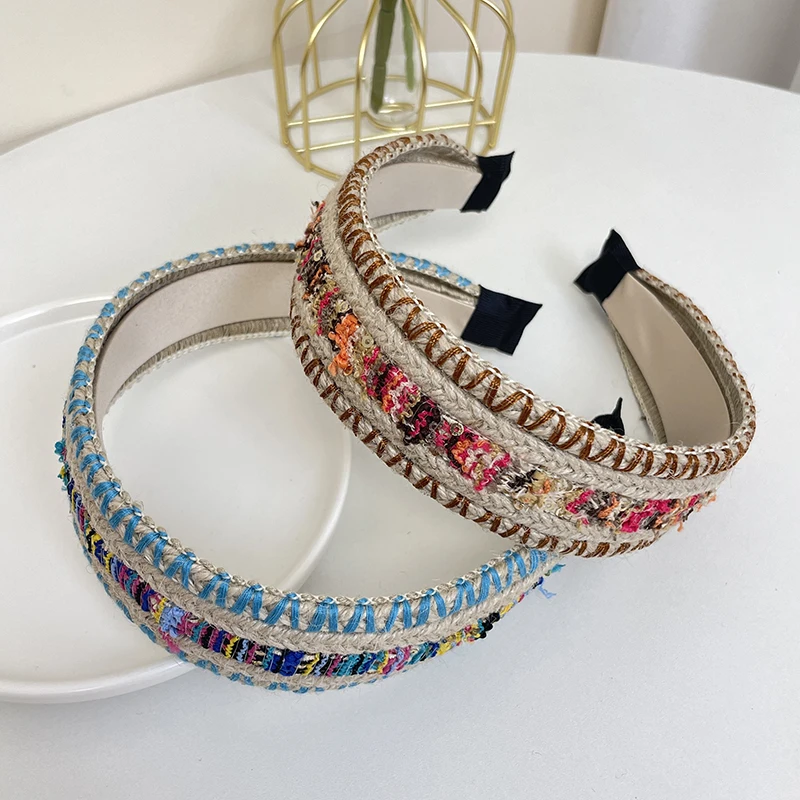 European and American Fashion Mixed Color Woolen Knitted Hair Hoop Women Fashion Simple and Versatile Wide Edge Press Hair Clip