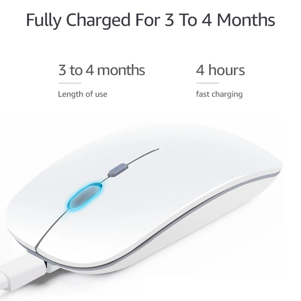 

2.4ghz Wireless Optical Mouse Ultrathin Portable Design for Laptop Pc Desktop Gaming Work Use USB Receiver Included White