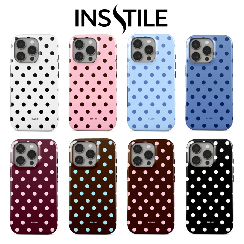 Capa de Celular Estilo Retrô com Bolinhas para iPhone 17 16 15 14 13 12 11 Air Pro Max X XS XR XSMax 7 8 Plus, Capa Rígida de PC com Película Brilhante