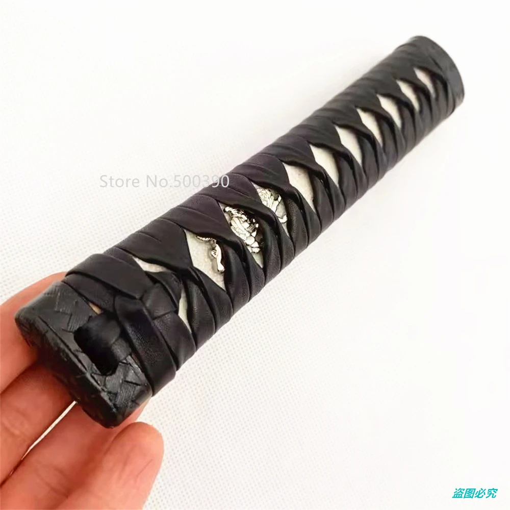 Japanese 20Cm Tsuka Handle Real Rayskin Iron Steel Fuchi Kashira Real Leather Ito Accessories F Wakizashi Katana Sword Fittings