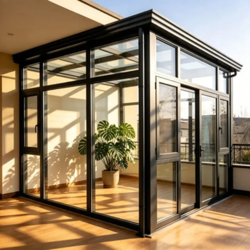 With Skylight Roof Aluminum Sunroom Glass House Outdoor Conservatory Insulated Glass Room for Villa Garden Terrace Living