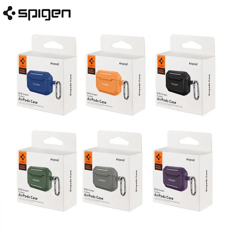 Spigen Leather Armor Silicone Case For Airpods Pro 2 For Airpods Pro 3 Airpods 4 3 Case Luxury TPU Soft All Inclusive Case