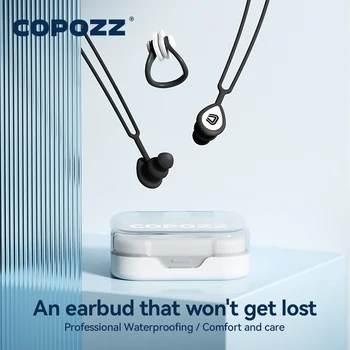 סט אוזניות ואף לשחייה COPOZZ Anti-lost עם אביזרים לבריכה, אוזניות סיליקון לשחייה נגד רעש עם תיק מושקע