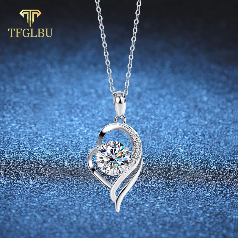 TFGLBU-Collier Moissanite pour Femme, Bijoux en Argent Sterling S925, Pendentif de Fiançailles en Diamant Kly, Vvs1 Rotterdam GRA, 1-2CT