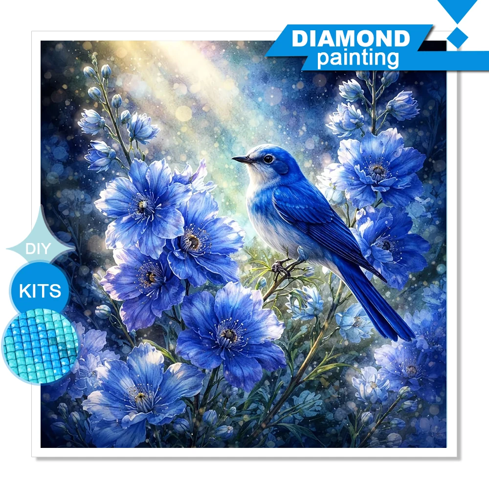 Huacan Neues Diamond Painting Blumen-Set, Vollquadratisch und Rund, Stickerei-Set, Tier-Motiv, Wanddekoration