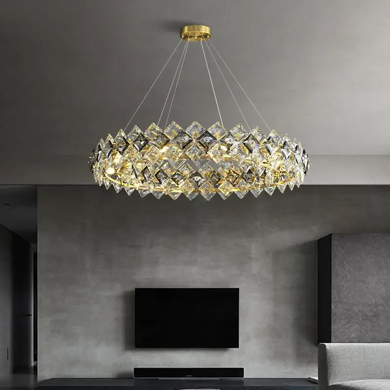 Imagem -02 - Luxo Crystal Chandelier Led Light Luminárias de Teto Lustres Salon Pendant Lamp para Sala de Estar e Jantar 2024