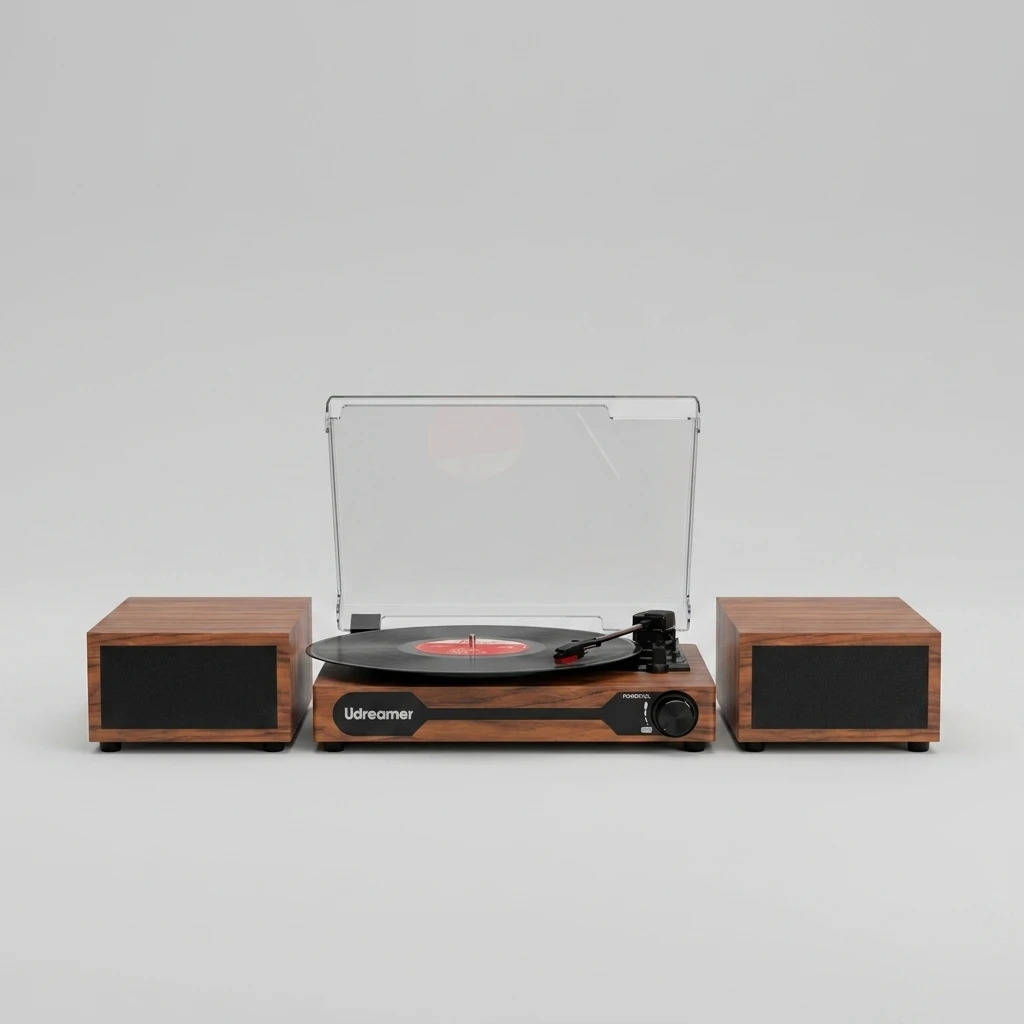 Aesthetic Living Room Decor 3-Speed for Gift Wireless with Separate Speakers Vinyl Record Player