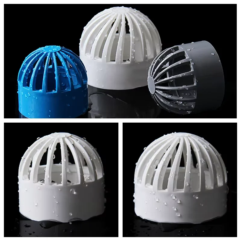 

White/Blue/Grey PVC Round Air Duct Vent Cover Breathable Cap Net Fish Tank Gutter Guard Mesh Water Hose Filter Pipe Connector