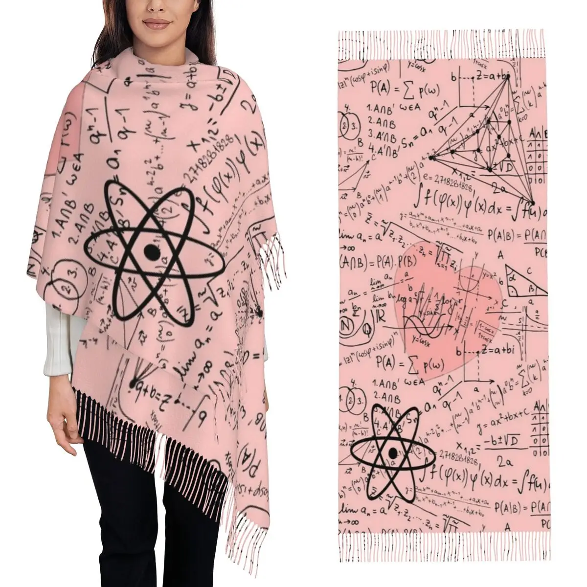 

Шарф учителя математики по физике, шарфы с кисточками для женщин, мягкие теплые шали и накидки, большая осенне-зимняя шаль