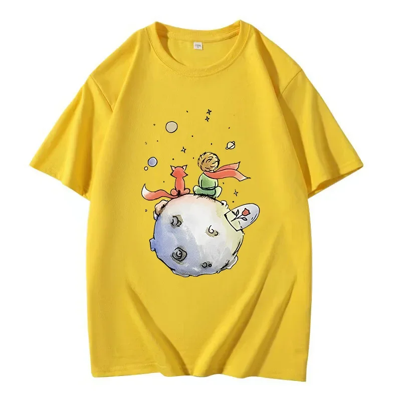 Summer Men\'s T-Shirt Cotton Cartoon T-shirt Little Prince Print Graphic Tee Shirts for Women New O-Neck Short Sleeve Men Top