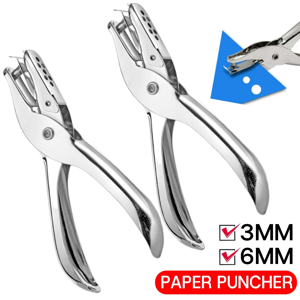 Perforadora de mano individual con forma de círculo, capacidad de 3-6mm para encuadernación de cuadernos, archivos, herramienta de perforación de papel artesanal para álbumes de recortes