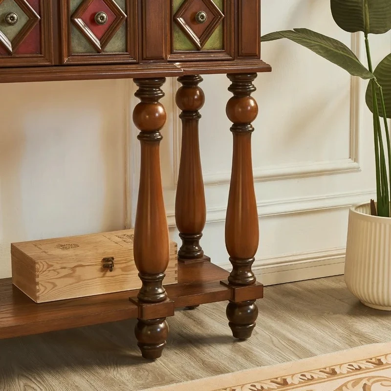 Z14- Solid Wood Storage Cabinet Three-Drawer Sideboard Living Room Walnut Color Entrance Hallway Bedroom Storage Cabinet