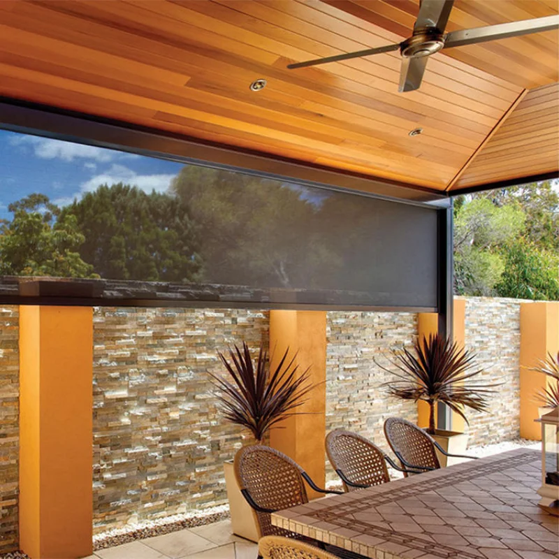 Persianas enrollables para exteriores personalizadas, buena calidad, Pergola de aluminio, pantalla con cremallera, impermeable, pista con cremallera motorizada para Patio, persianas para exteriores