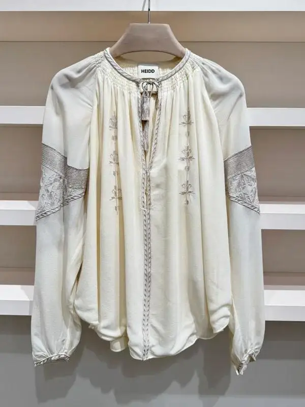 

Loose Long Sve Embroidered Patchwork Fringed irt HEIDD IS25 Spring Collection Korean Sle Breathable Comfortable Women'...