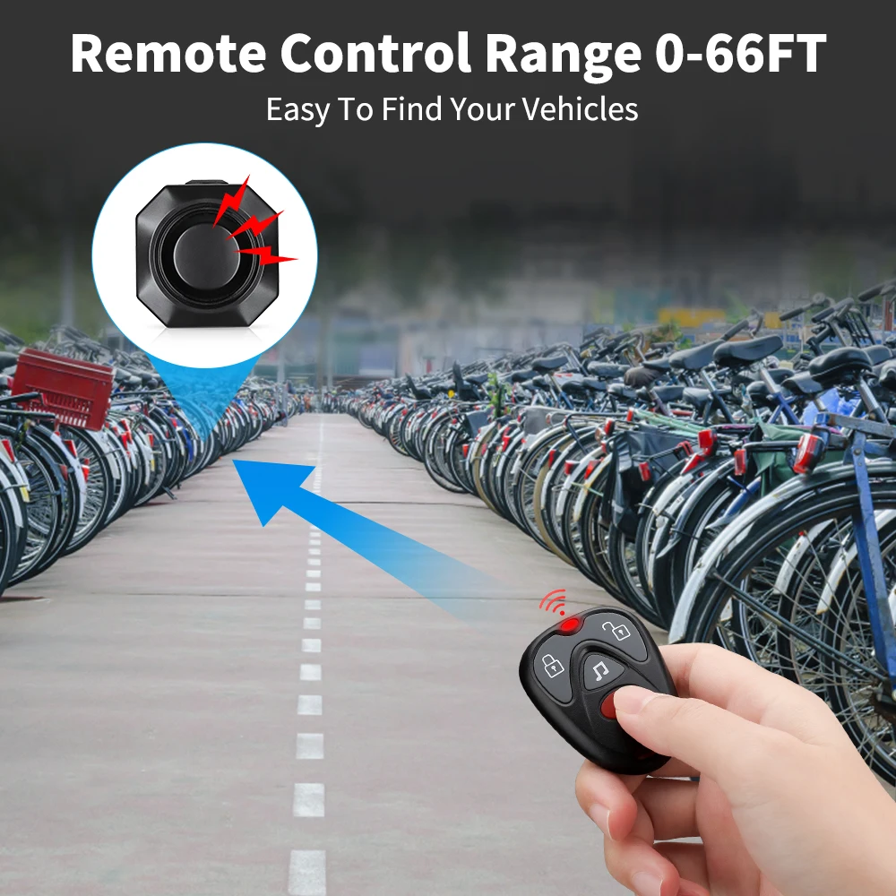 Gadpow Bike Alarm Wireless Waterproof Bicycle Vibration Alarm USB Charging Remote Control Motorcycle Alarm Security Protection