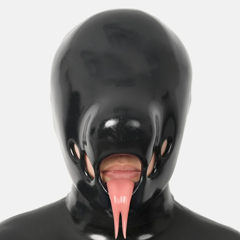 Furrjoi IVN Silicone Mask for Cosplay Costumes with Tongue Full Head Hood Realistic Comic Masken Whole Black Color Halloween