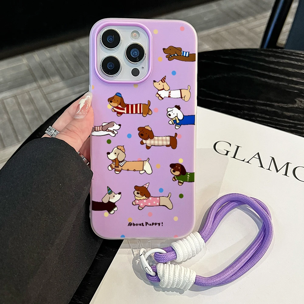 Handyhülle für Samsung Galaxy S26 Ultra S25 S24 S22 S23 Plus FE A56 A55 A35 A36 A37 5G Polka Dot Puppy mit Lanyard TPU-Hülle – Detail 6