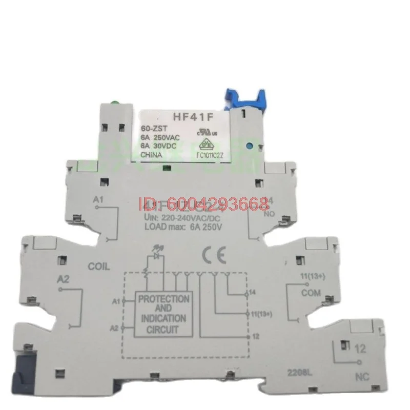 10PCS 41F-1Z-C2-4 220-240VAC/DC  HF41F 60-ZST Relay with base