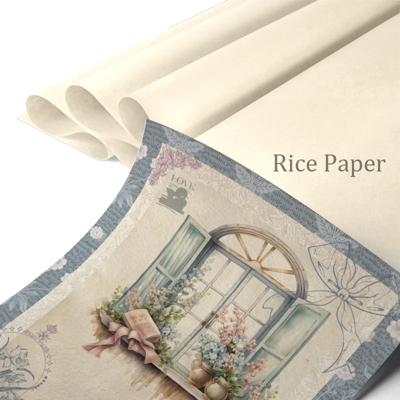 Scrapbooking Decoration Papers Original Design Window World Retro DIY Vintage Junk Journal Crafts 8pcs S24031201 Rice Paper