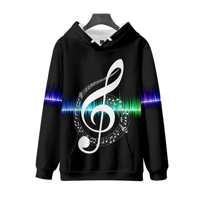 Couples Piano Hoodie Fashion Music Note Streetwear Sweatshirt 3D Print Pullover Harajuku Long Sleeve Sweatshirts