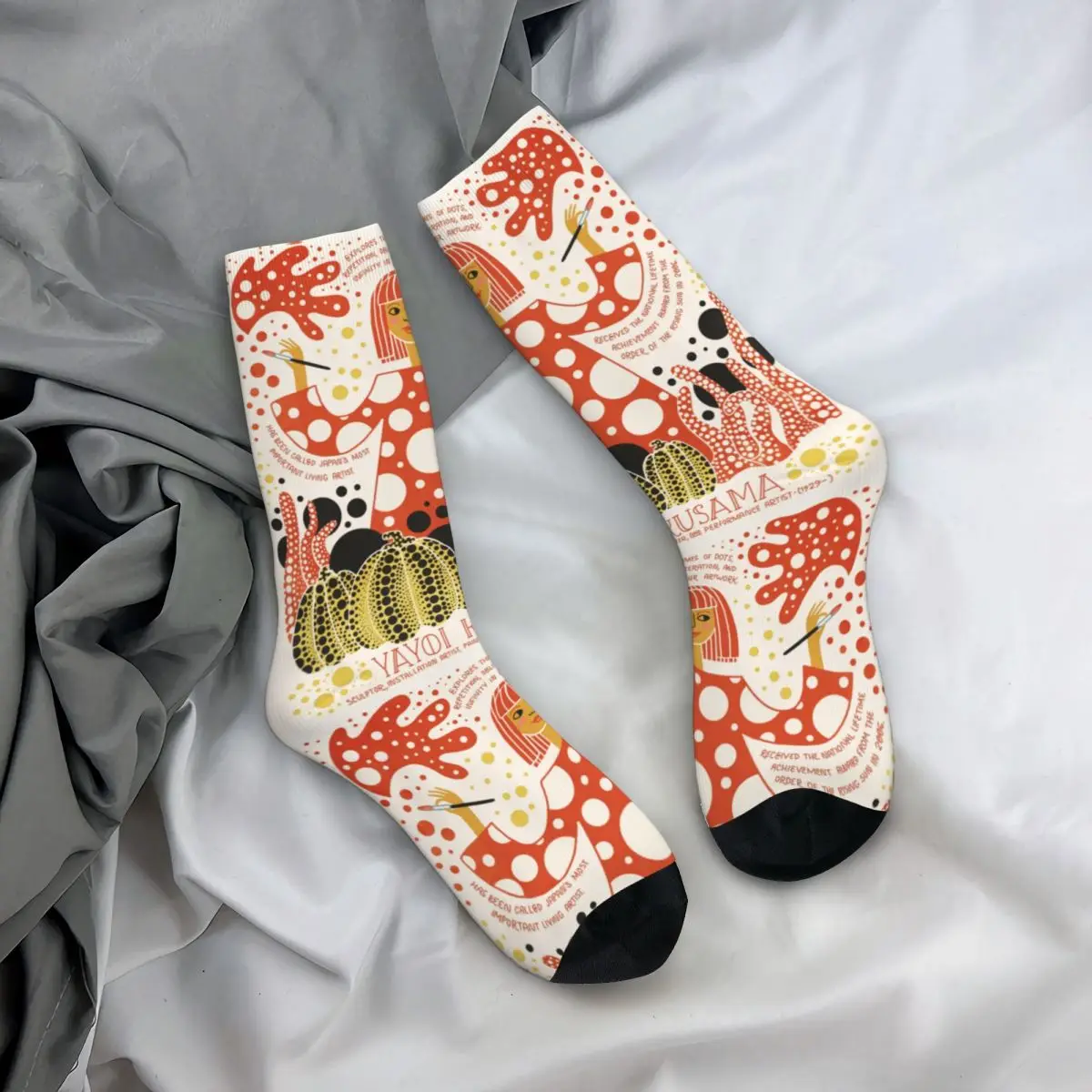 Yayoi Kusama Print Design Crew Socks Merch dla kobiet Pończochy uciskowe