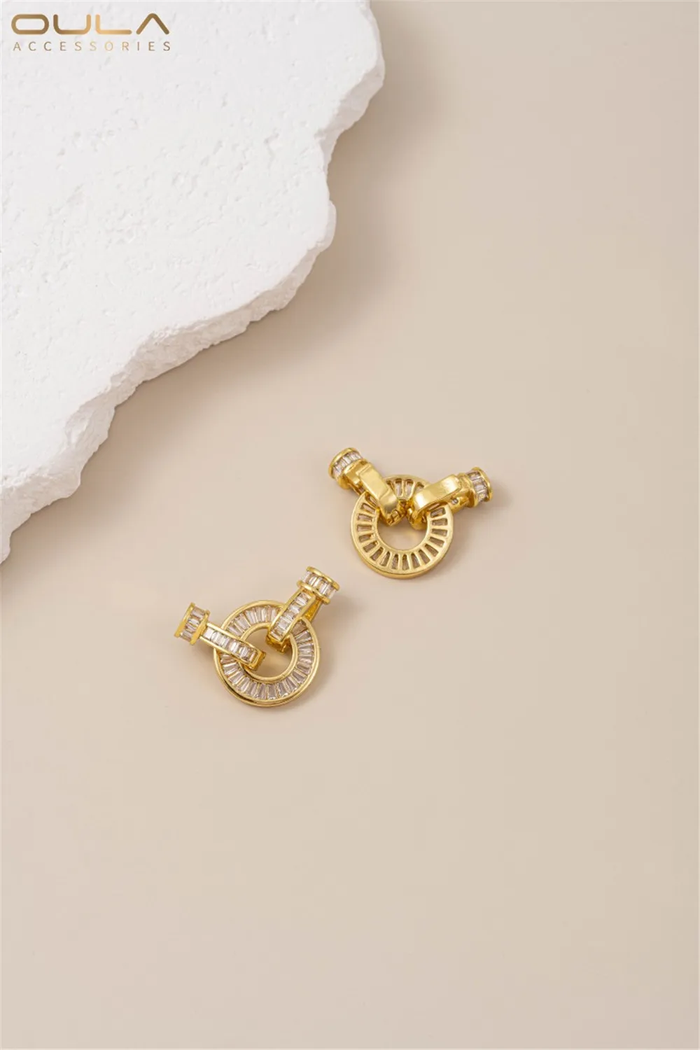14K 18K Gold Pearl Buckle Zircon round Bracelet DIY Handmade Universal Necklace Clasp Color Preserving Jewelry Making Accessory