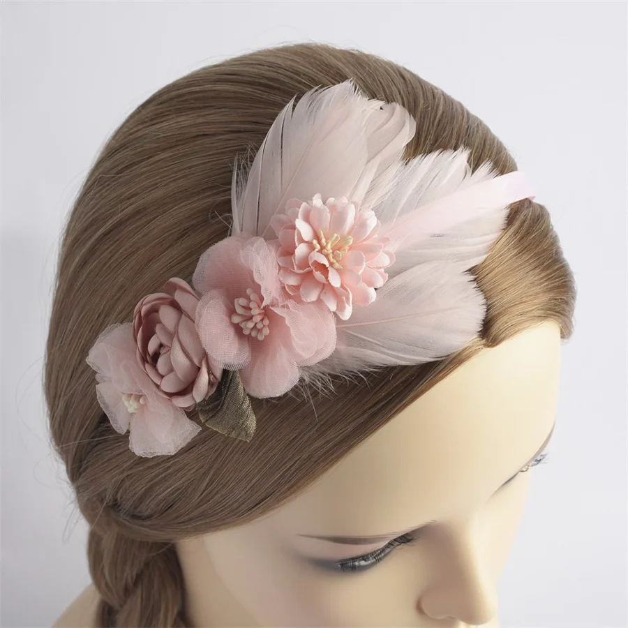 Korean fashion Butterfly Flower Girls Headbands Cute Pearl Feather Wedding Crown Princess Dance Party Headwear Hoop Accessories