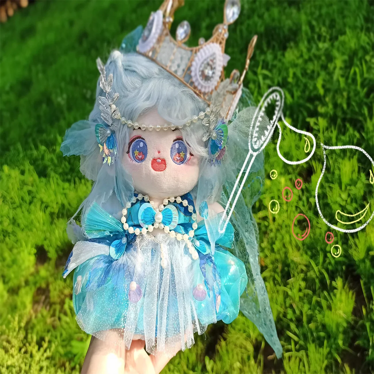 

Handwork Butterfly Fairy Mermaid Princess Wedding Dress Skirt Crown Costume Stuffed Plushie 20cm 30cm Doll Clothes Clothing TPP