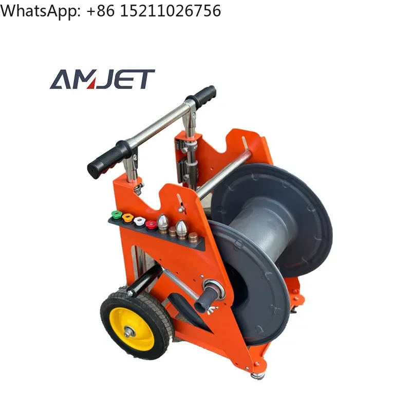 AMJET Convenient High Pressure Water Jet Cleaner Reel Receiver Pipe Cleaner Drain Cleaner Hose Reel  Pressure Washer Hose Reel