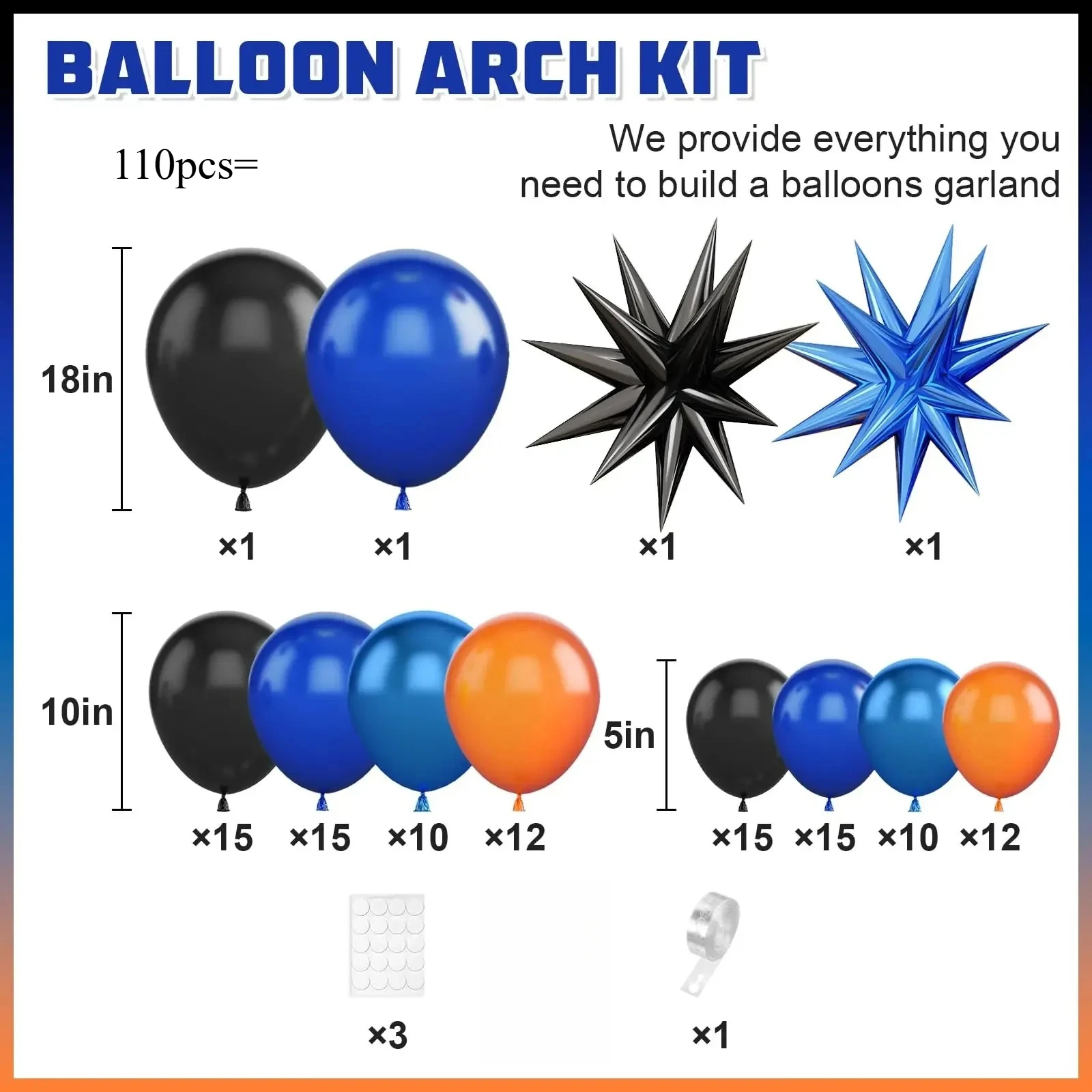 110pcs Orange Blue Latex Ballo - Orange Lighting Decor ulasan dan harga