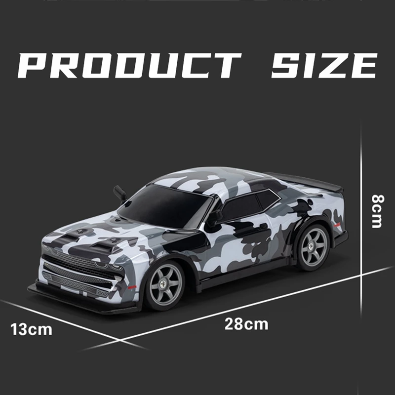 سيارة الانجراف RC 1:16 25KM/H 4WD سيارات RC عالية السرعة، مع أضواء LED، إطارات إضافية للبالغين والأطفال