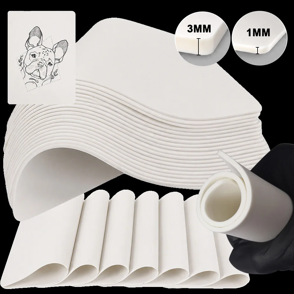 White Tattoo Practice Skin 1/3MM Synthetic Tattoo Skin Double Side Silicone Training Fake Skin Permanent Makeup Tattoo Accessory