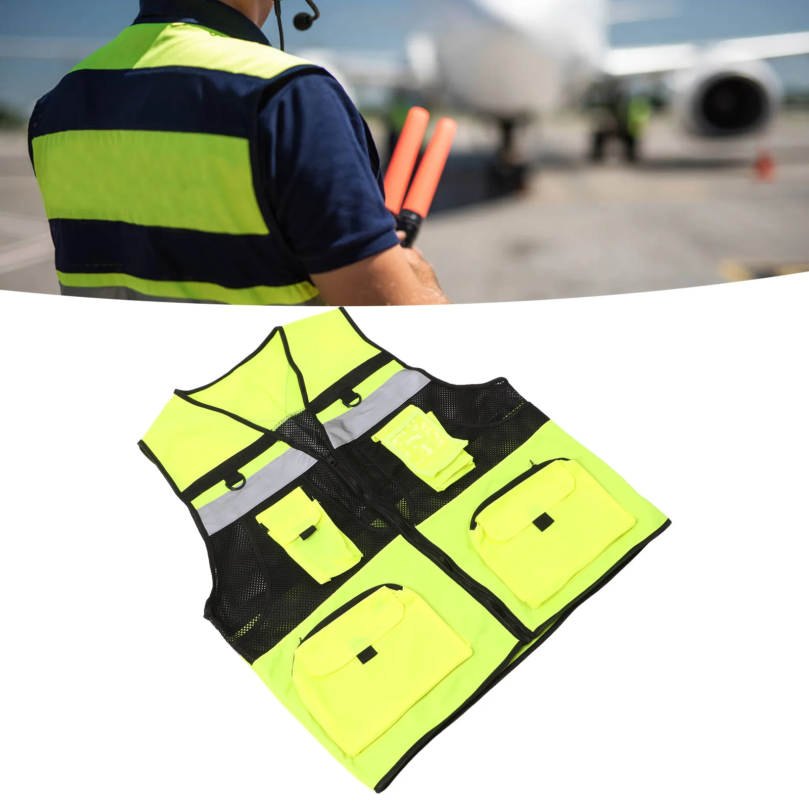 ZK40 Reflective Vest High Visibility Multiple Pockets Waterproof Breathable Safety Vest for Men Women