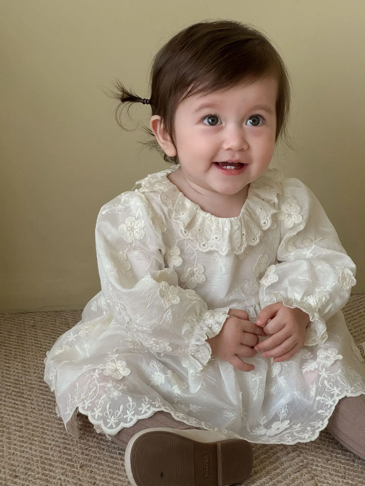 

Осеннее платье для маленьких девочек, коллекция 2023 года, кружевное жаккардовое платье принцессы в корейском стиле для маленьких девочек, детские платья для дня рождения для девочек от 9 месяцев до 5 лет