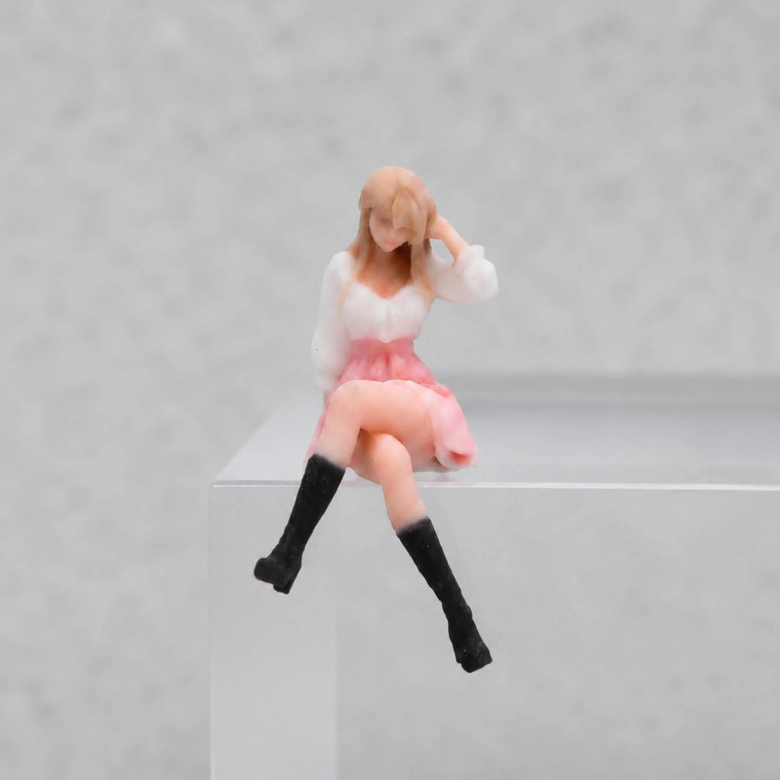

1/64 Scale Figurine 3D Printed Seated Girl Figurine 1:64 Scale Female Figure Compact Size Miniature Girl Statue