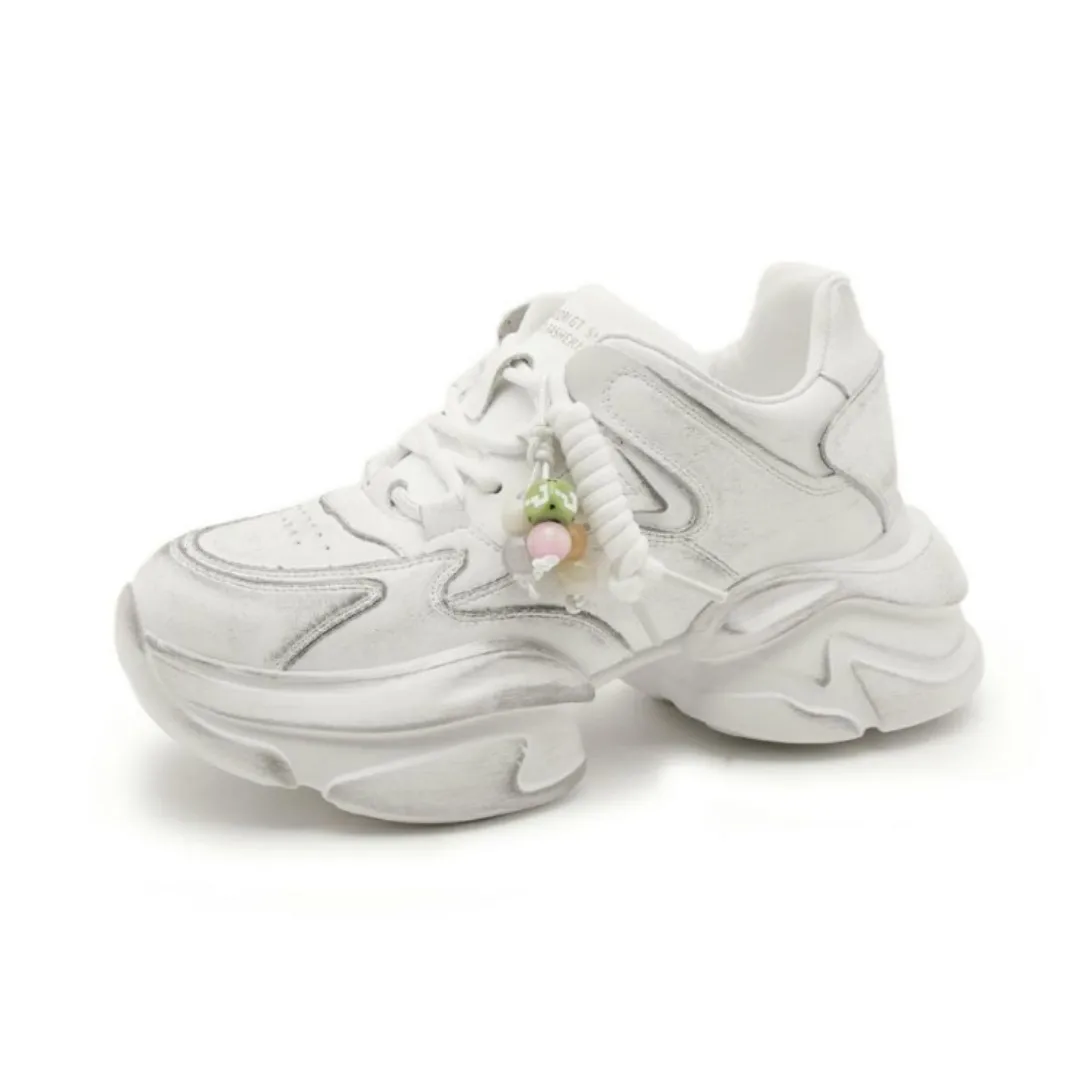 

Корейские женские кроссовки из коровьей кожи, однотонные модные повседневные туфли на платформе, женские весенне-осенние спортивные кроссовки для женщин