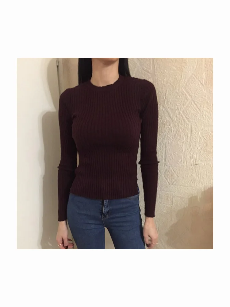 Lightweight Cropped Cotton Ribbed Sweater Women Slits Side Knitted Tops