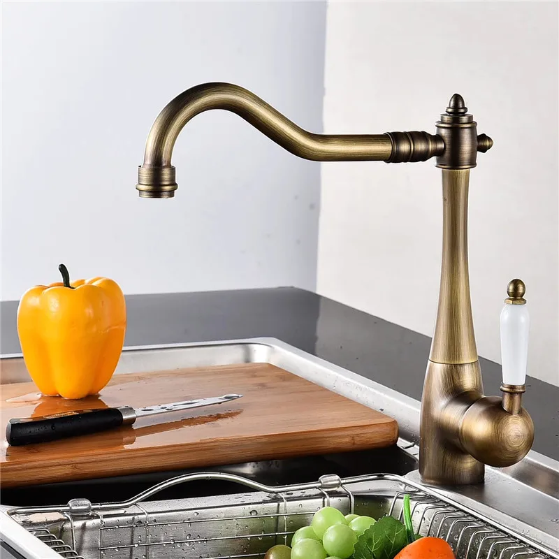 Antique Bronze Kitchen Faucet Bathroom Faucet Brass Basin Faucet Hot & Cold Bathroom Sink Faucet Lavotory Faucet Mixer Water Tap