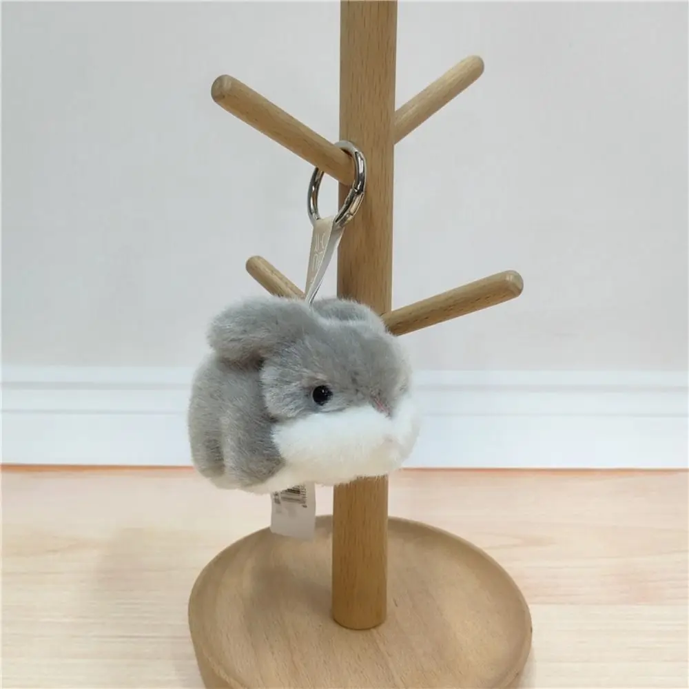 Simulation Plush Rabbit Keychain Soft Fluffy Rabbit Plush Pendants Kawaii Cartoon Plush Rabbit Doll Pendant Birthday Gift