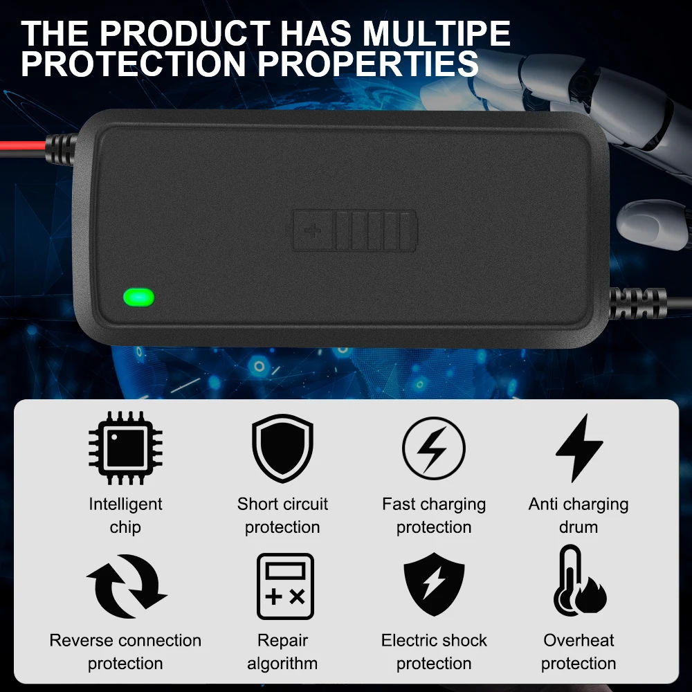 12V 5A Intelligent Fast Power Charging Full Automatic Car Battery Charger 3 Stages Lead Acid AGM GEL Battery-chargers