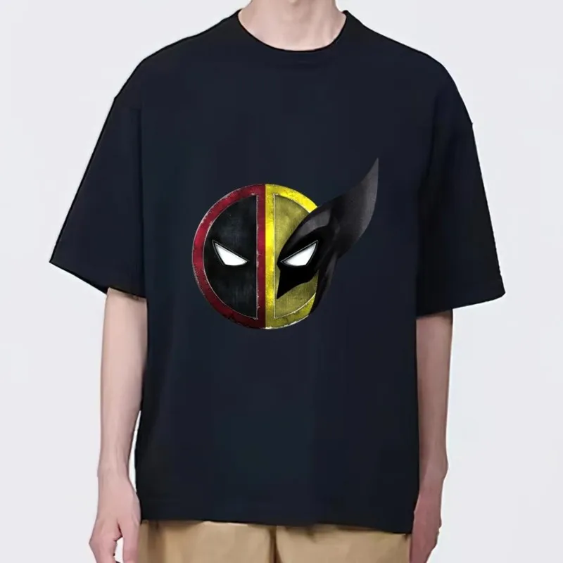 MINISO Daily Deadpool Wolverine T Shirt for Men Versatile Combination Clothes Short Sleeve Collar Fashion Woman Cotton Tops