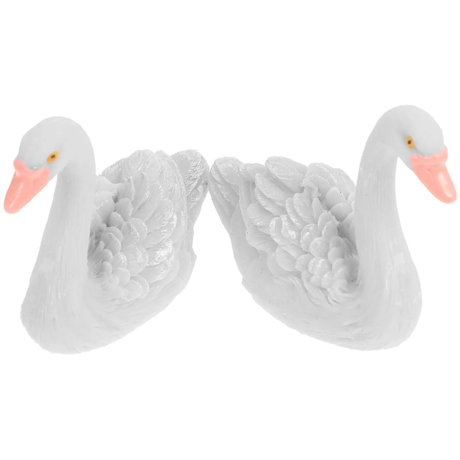 

2 Pcs Swan Figurines Resin Home Decor Lawn Garden Decoration Durable Simulation Fadeless Small Statues